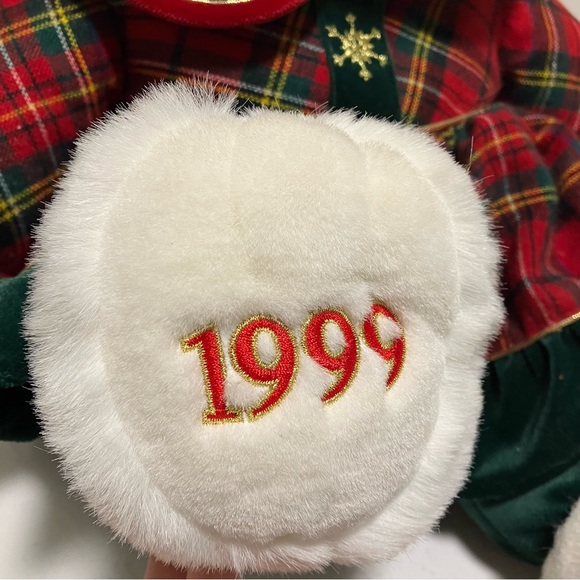 1999 DanDee Snowflake Teddy Bear Girl Plush Christmas Red & Green Plaid Dress - Picture 6 of 8